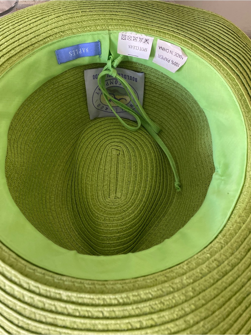 Women’s Green  NaplesPanama-Style Straw Hat with Brown Band - Picture 4 of 5